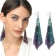 thumbnail image 5 of Pendientes de moda europeos y americanos, pendientes de borlas con lentejuelas de metal, pendientes largos geométricos cuadrados creativos, 5 of 6