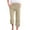 Khaki, variant on Women New Trousers Solid Color Straight Leg Drawstring Pants Calf Length Split Sweatpants With Pockets Suitable For Various Occasions