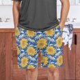 thumbnail image 6 of Men's Pajama Shorts Bottoms with Pockets Soft Lightweight Lounge Sleep Wear Hand Paint Sunflowers, 6 of 6
