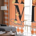 thumbnail image 4 of Sheer Curtains 84 inches Long, Gnome Pumpkin Orange White Checkered Edge Light Filtering Sheer Window Curtains Rod Pocket Voile Drapes for Bedroom Living Room, 52"W x 84"L 2 Panels, 4 of 7