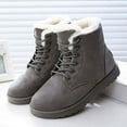 thumbnail image 2 of Gyexs Womens Snow Boots Warm Cotton Furry Lined Winter Shoes Lace Up Comfortable Ankle Platform Boots Outdoor, Grey, Size 7.5, 2 of 5