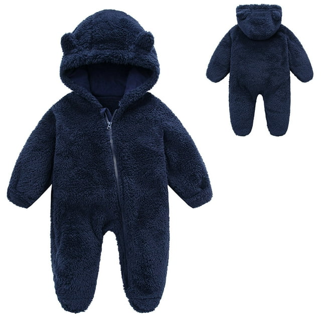Adorable Barboteuse à Capuche à Manches Longues avec Fermeture Éclair pour une Tenue Douillette de Bébé