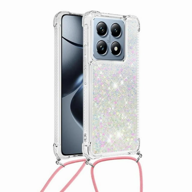 Funda FOXDOCK para Xiaomi 14T con Cuerda Ajustable, Brillo Líquido, Protección Antigolpes y Lente – Ideal para Regalo