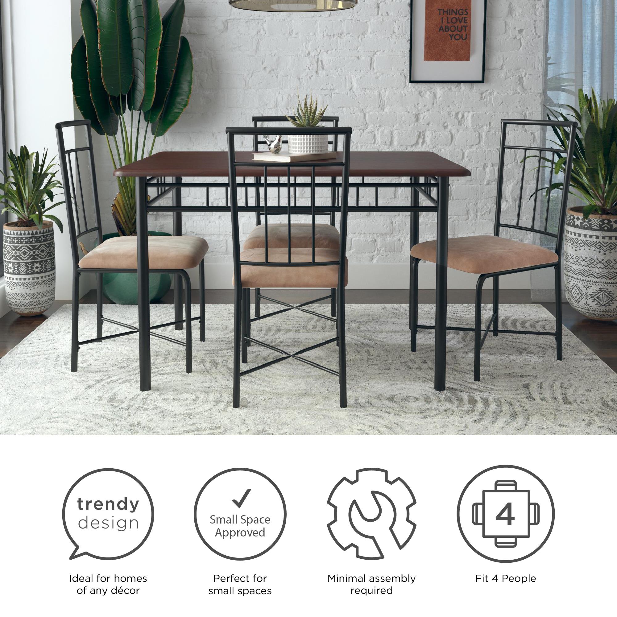 Mainstays Louise Traditional 5-Piece Wood & Metal Dining Set, Deep Walnut - image 20 of 22