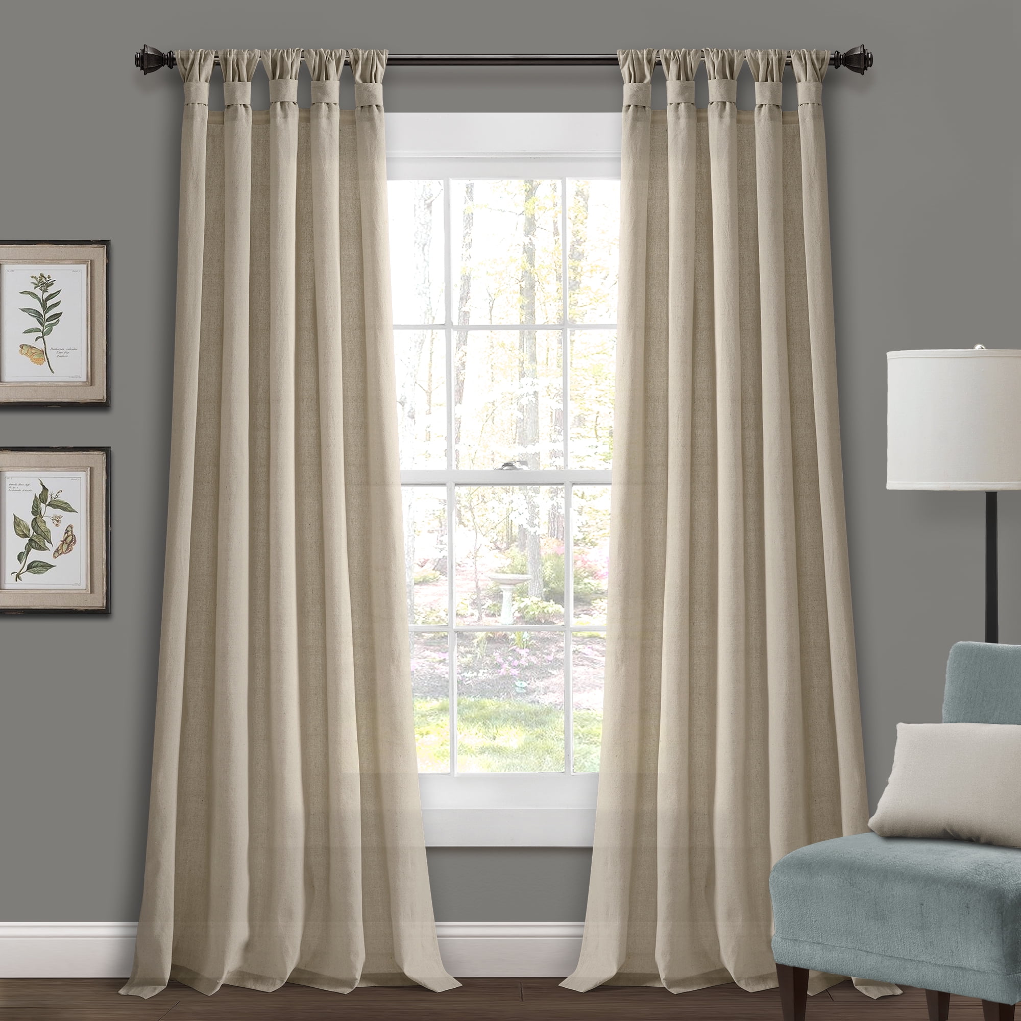 Megachest lucy Woven Voile Tab Top Curtain 2 Panels with ties W142cmXH206cm ivory, 56 wideX81 drop 28 colors 