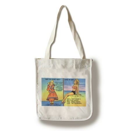 Comic Cartoon - Mother Hubbard Pun; Girls at the Beach Used to Dress Like Mother Hubbard (100% Cotton Tote Bag -