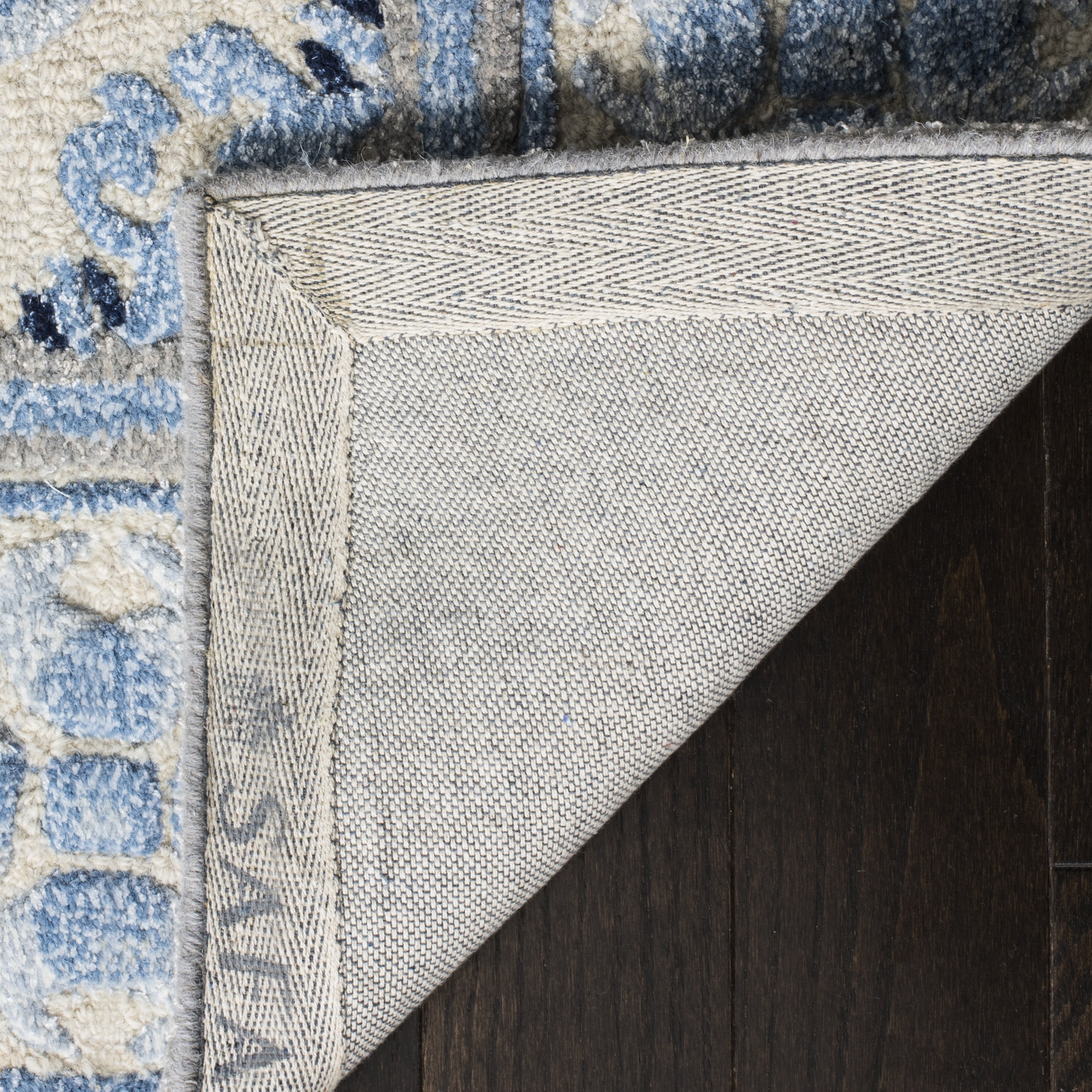 SAFAVIEH Bella Noelle Bordered Runner Rug, Ivory/Blue, 2'3" x 11'