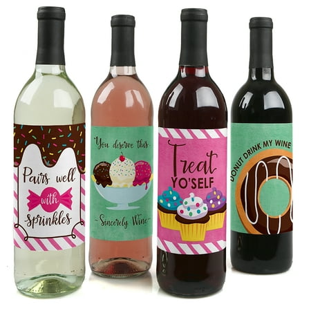 - Sweet Shoppe - Candy and Bakery Birthday Party or Baby Shower Party Decorations for Women and Men - Wine Bottle Label