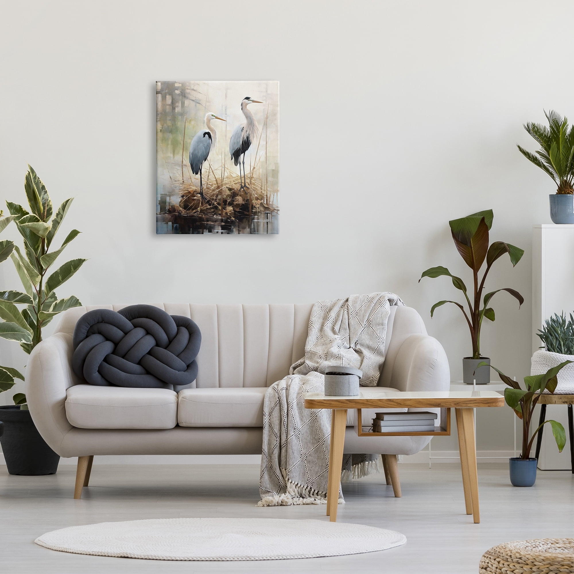 Stupell Industries Cranes in Pond Nature Animals & Insects Painting Gallery Wrapped Canvas Art Print Wall Art, 24 x 30