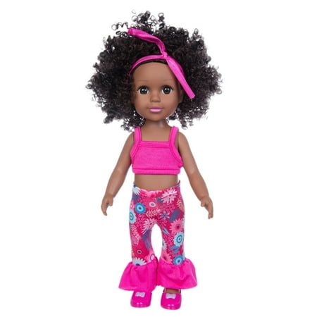 

qucoqpe One-Piece 13.7 inch Realistic Black Baby Girl Doll Toy African-American Washable Silicone Baby Doll -Birthday Gift for Kids Girls (Only One Doll)