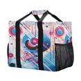 thumbnail image 2 of Abstract Circles and Lines Reusable Grocery Bags with Handle Side Pocket Waterproof Shopping Portable Tote, 2 of 8