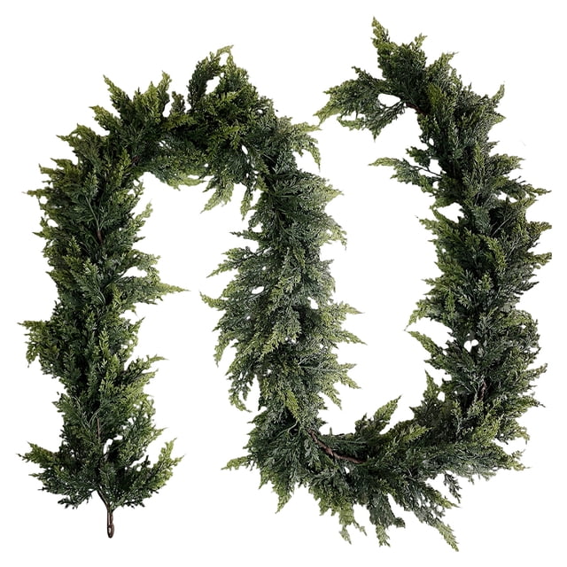 8.86 FT Realistic Handmade Christmas Cedar Garland, Artificial Cypress Pine Needles Greenery Garland Ornaments for Mantel Table Stairs Fireplace Winter Holiday Christmas Decor Indoor Outdoor