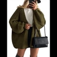 thumbnail image 1 of Suéteres Tipo Cárdigan Extragrandes para Mujer, Otoño 2025, de Punto, con Mangas Largas Tipo Farol y Frente Abierto, Ligeros. Verde L, 1 of 10