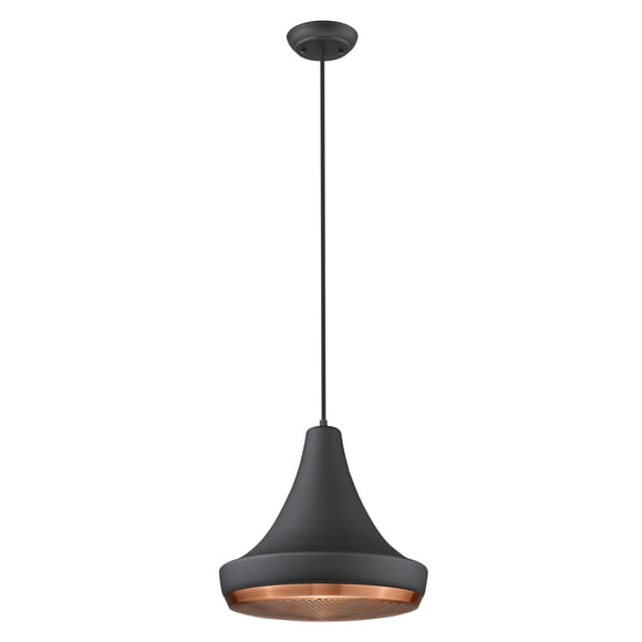 homeroots Éclairage 398294 Thalos Suspension 1-Lumière Noir Mat