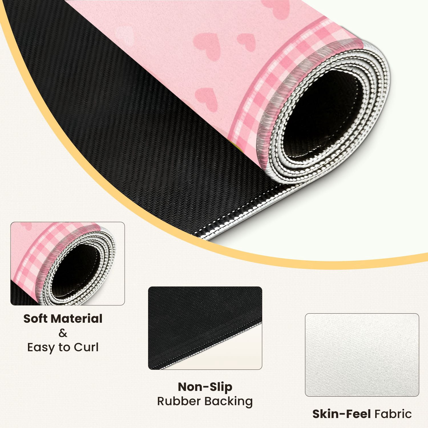 Mahjong Mat 31.5" x 31.5" Pink Strawberry Hearts Sweet Treats Non-Slip Noise Reduction Mahjong Tiles Table Cover for Dominoes Poker Card Board and Tile Games