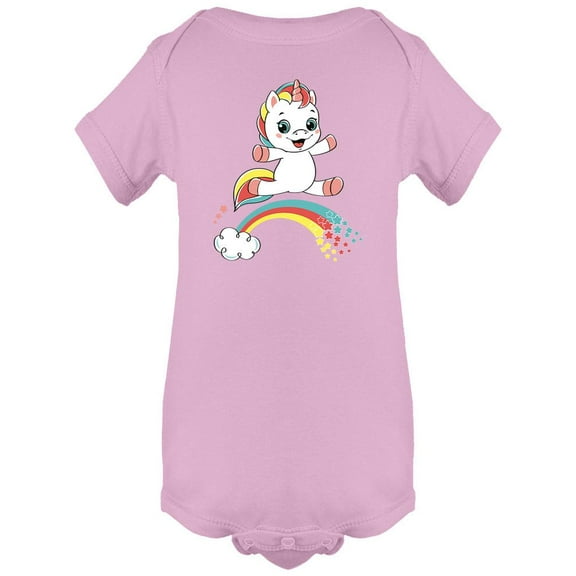 Happy Unicorn Over Rainbow Bodysuit Infant -Image by Shutterstock,  24 Months