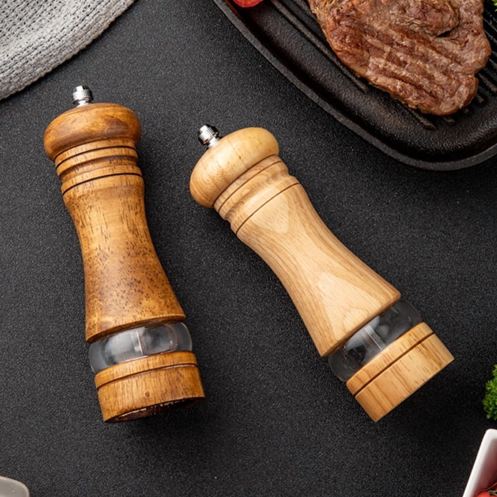 TL New Manual 6inch Pepper Grinder Rubber Wood Sichuan Pepper Sea Salt Freshly Ground Pepper Powder Seasoning Jar Spice Grinder Bottle