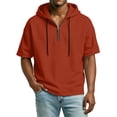 thumbnail image 4 of Men's Quarter Zip Hoodie Short Sleeve Sweatshirt Casual Solid Color Classic Design Summer Beach Outdoor Daily Wear Slim Fit, 4 of 8