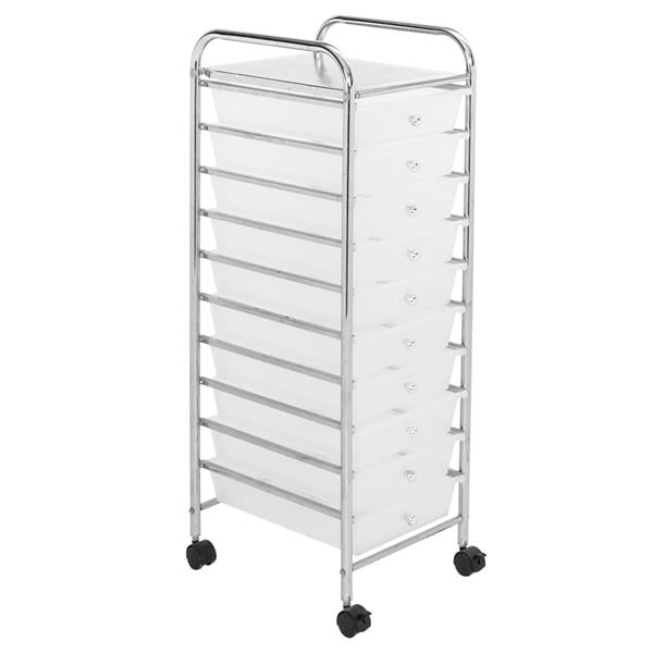 10layer Drawer Organizer Cart， Home Office Storage Cart with 4