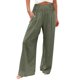 thumbnail image 1 of Pantalones de pierna ancha de lino y algodón de verano, pantalón palazzo suelto para mujer, pantalones casuales con botones de cintura elástica y bolsillo, verde militar / xl, 1 of 4