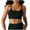 Black, variant on XFLWAM V Neck Strappy Sports Bras for Women Thin Spaghetti Strap Padded Bra Sexy Wireless Yoga Bra Crop Top Gray L