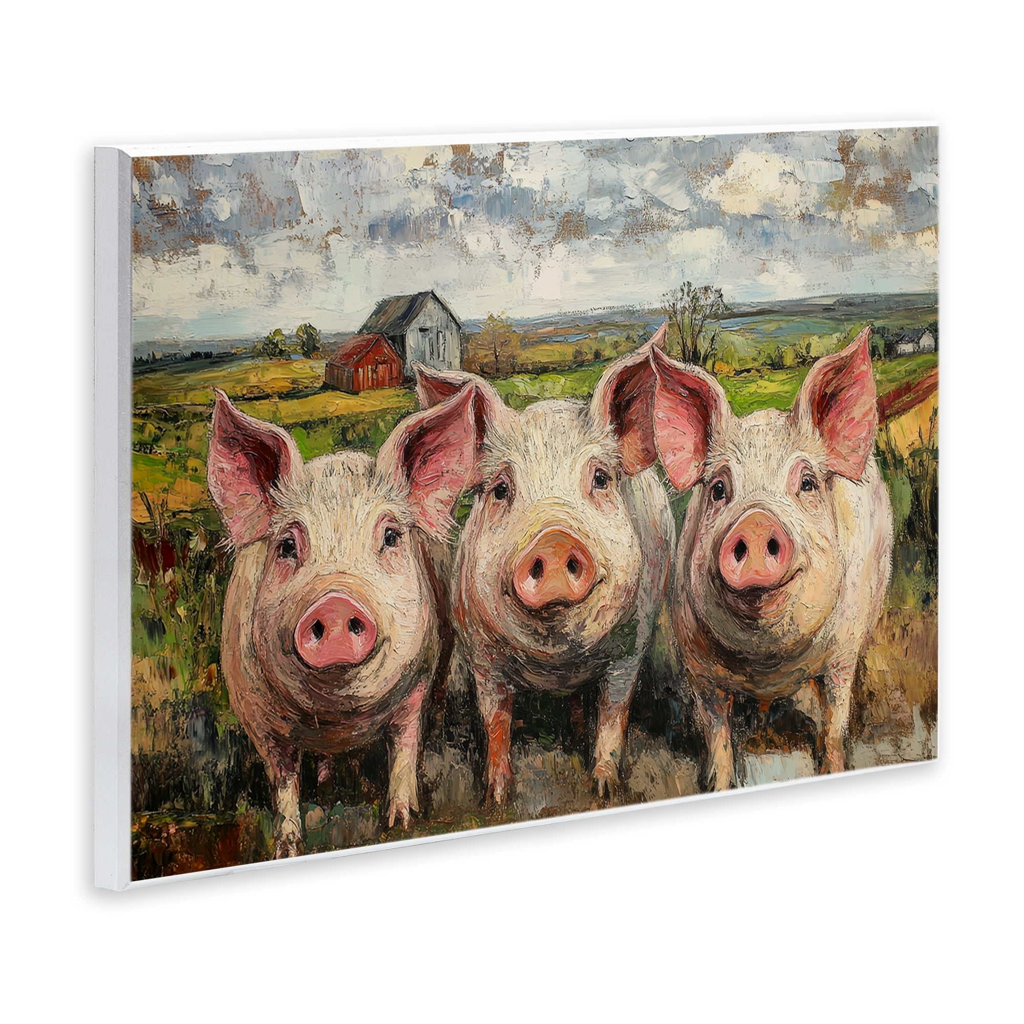 Stupell Industries Classic Barnyard Pigs in Countryside Wall Plaque Art, design by Petal Prints Design
