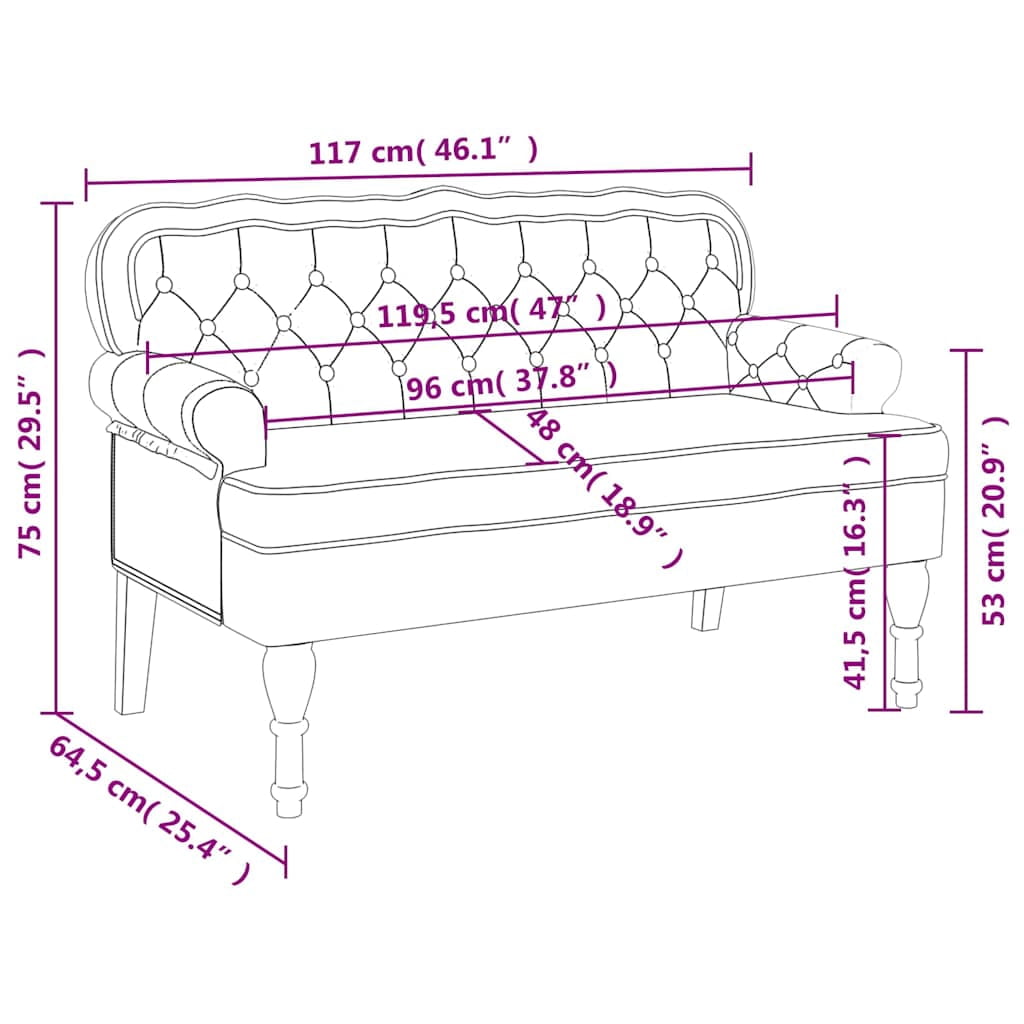 vidaXL 47” W Small Loveseat, Velvet Chesterfield Sofa, 2 Seater Couch for Living Room, Dark Green