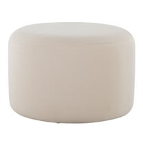 Large Round Knitted Beige Pouf Ottoman by Stylish Extra Seating & Footrest