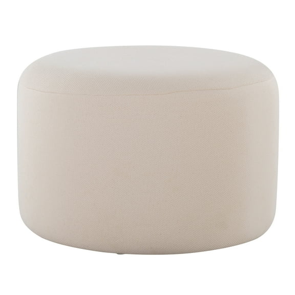Large Round Knitted Beige Pouf Ottoman by Stylish Extra Seating & Footrest