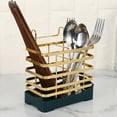 thumbnail image 4 of Oggfader Gold Iron Wall Mounted Kitchen Utensil Organizer - Multi-Functional Storage Rack for Knives, Spoons, Chopsticks, 4 of 6
