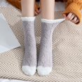 thumbnail image 4 of Yuanlong Womens Socks Winter Block Color Warm Coral Fuzzy Slipper Socks Daily Indoor Comfortable Sleeping Socks One Size, 4 of 7