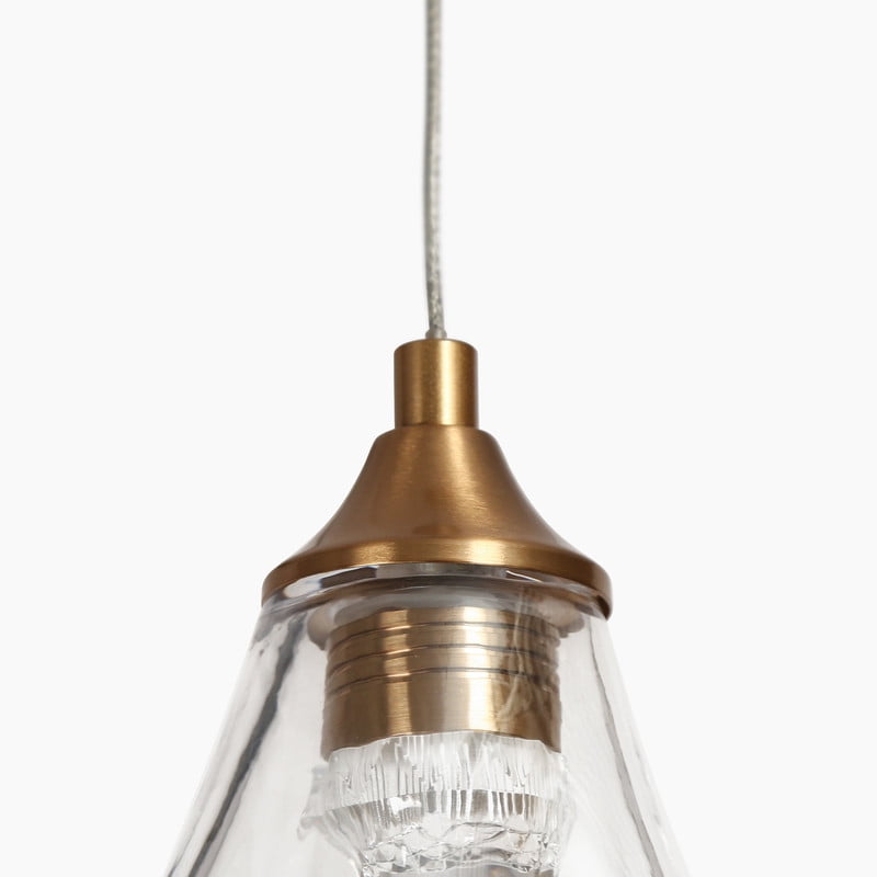 LNC Modern Gold Pendant Light with Clear Flower-Shaped Glass Shade, Dimmable LED Fixture