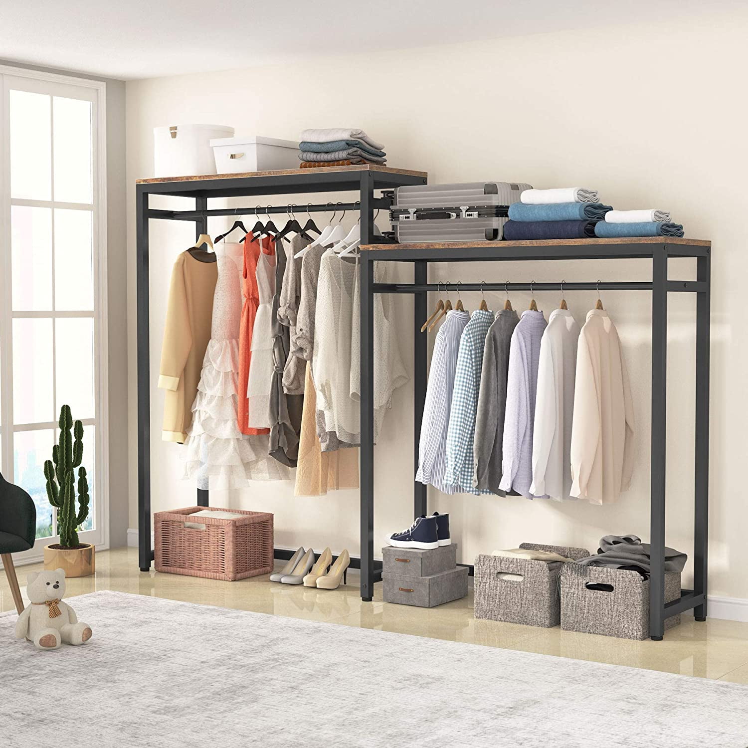 Tribesigns Free Standing Closet Organizer, Clothes Garment Racks with