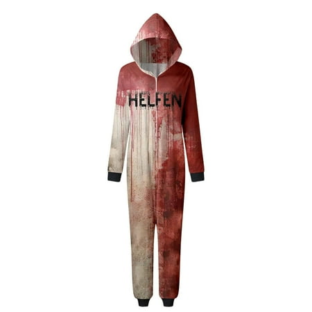 

Family Halloween Costumes Family Matching Hoodie One Pieces Footless One Piece For Boys Girls Men Women and Pets Sweaters （Mother-S)