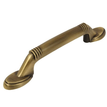 Antique Brass 3' Center Cosmas 4183BAB Brushed Antique Brass Cabinet Hardware Handle Pull - 3