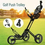 Goplus Folding 3 Wheels Golf Push Cart W/Brake Scoreboard Adjustable Handle Blue