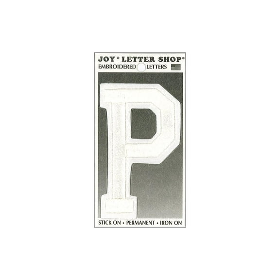 Joy Applique Letter Iron On Varsity 3" White P