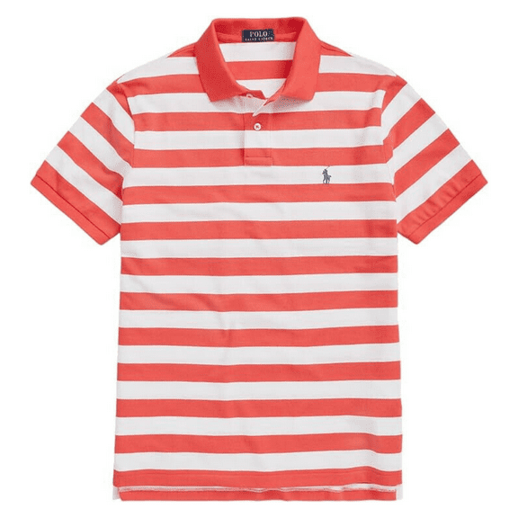 $115 Polo Ralph Lauren Men's, Classic Fit Bold Stripes Mesh Shirt, Red/White, S