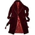 thumbnail image 2 of Men's Maroon Velvet Long Smoking Jacket Home Wear Long Gown Smoking Jacket Coats, 2 of 4