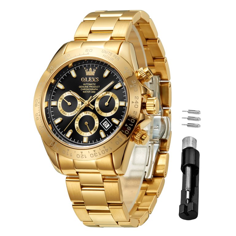 OLEVS Gold Watches for Men Luxury Classic Chronograph Stainless