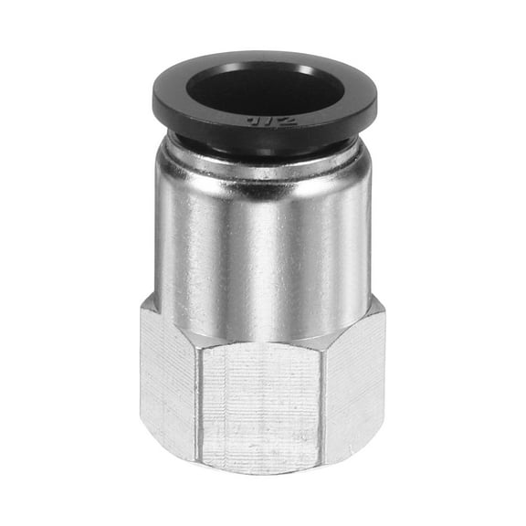 Uxcell Push to Connect Fittings 1/2" Tube OD x 1/4" NPT Thread Female Straight Pneumatic Tube Fittings PCF1/2-N02 Quick Connect Air Line Fittings Air Hose Fittings, Black