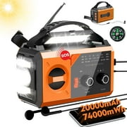 KOGYAS Weather Radio,20000mAh Solar Hand Crank Emergency Portable Radio with Bluetooth 5.3,Battery Powered AM/FM/NOAA Weather Alert with Flashlight,Cell Phone Charger and SOS Siren for Power Outages