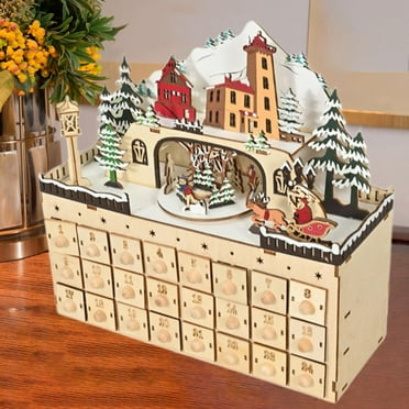 balikha Lighted Advent Calendar, Wooden Advent Calendar, 2024 LED Lights DIY Christmas Decoration for Party
