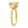 thumbnail image 2 of Gold Plated Emerald-Cut Crystal-Clear Clear CZ Three-Stone Ring, Size 5.5, 2 of 7