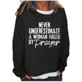 thumbnail image 1 of CEHVOM Chandail en Molleton Oversize Drôle pour Femmes, Imprimé Texte, Col Rond, Manches Longues, Blouse Ample, 1 of 3