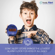 Sonic Bomb Dual Extra Loud Alarm Clock with Bed Shaker, Blue | Sonic Alert Vibrating, Heavy Sleepers, Battery Backup | Wake with a Shake