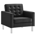 thumbnail image 5 of Modway Loft Tufted Vegan Leather Upholstered 3-Piece Living Room Furniture Set in Silver Black, 5 of 12