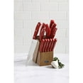 thumbnail image 6 of Oster Evansville 14 Piece Stainless Steel Cutlery Set with Red Plastic Handle and Black Rubber Wood Block, 6 of 6