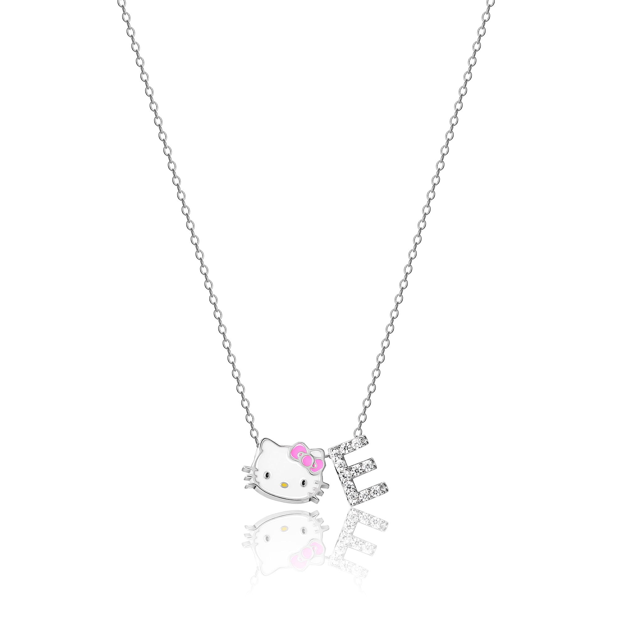 Hello Kitty Sliding Enamel Pave Initial Necklace - Letter E