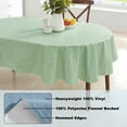 thumbnail image 4 of Newbridge Sage Green Napa Leaf Solid Color 60 x 102 inch Oval Vinyl Flannel Backed Tablecloth, 4 of 8